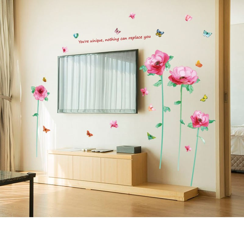 Casa si Gradina - Decoratiuni - Stickere decorative - Sticker decorativ, Flori roz, 202 cm, 805STK - Infinity.ro