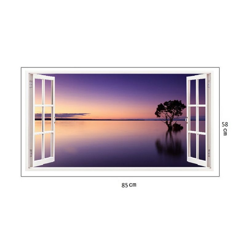 Casa si Gradina - Decoratiuni - Stickere decorative - Sticker decorativ, Fereastra 3D, Apus, 85 cm, 178STK - Infinity.ro