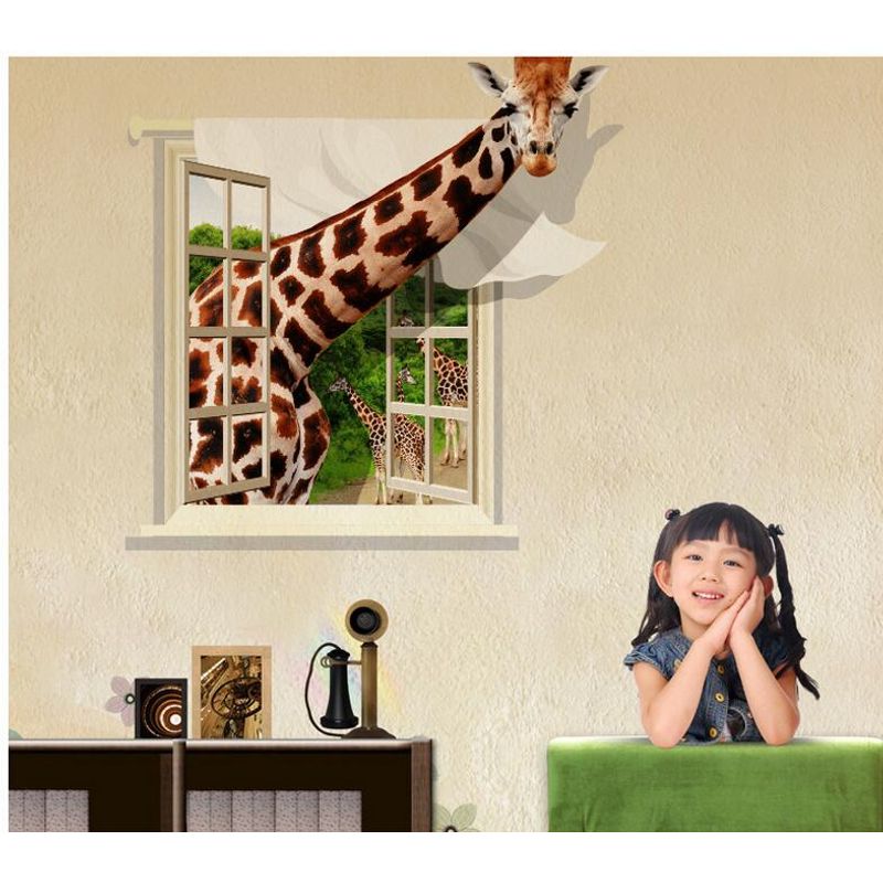Casa si Gradina - Decoratiuni - Stickere decorative - Sticker decorativ, fereastra cu girafa 79 cm, 58STK - Infinity.ro