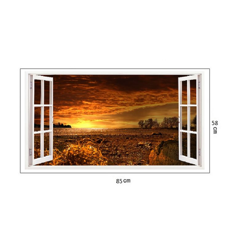 Casa si Gradina - Decoratiuni - Stickere decorative - Sticker decorativ, Fereastra 3D, Apus, 85 cm, 227STK - Infinity.ro