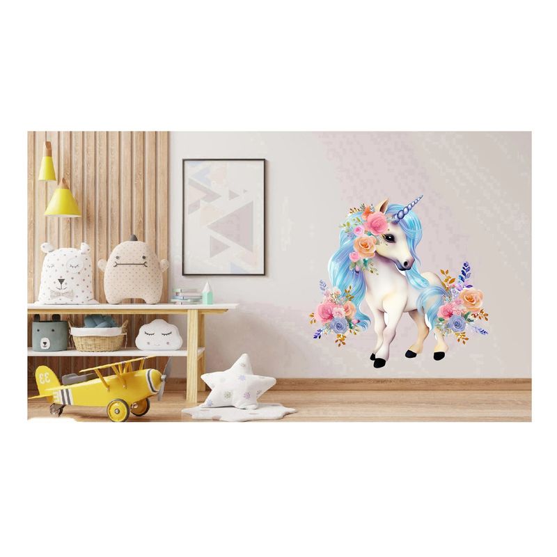 Casa si Gradina - Decoratiuni - Stickere decorative - Sticker decorativ, Unicorn, Albastru, 60 cm, 1287STK-4 - Infinity.ro