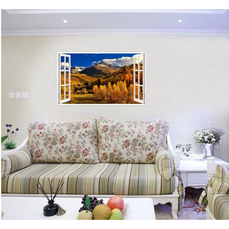 Casa si Gradina - Decoratiuni - Stickere decorative - Sticker decorativ, Fereastra 3D, Peisaj de munte, 85 cm, 581STK - Infinity.ro