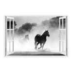 Casa si Gradina - Decoratiuni - Stickere decorative - Sticker decorativ, Fereastra 3D, Cai, 85 cm, 277STK - Infinity.ro