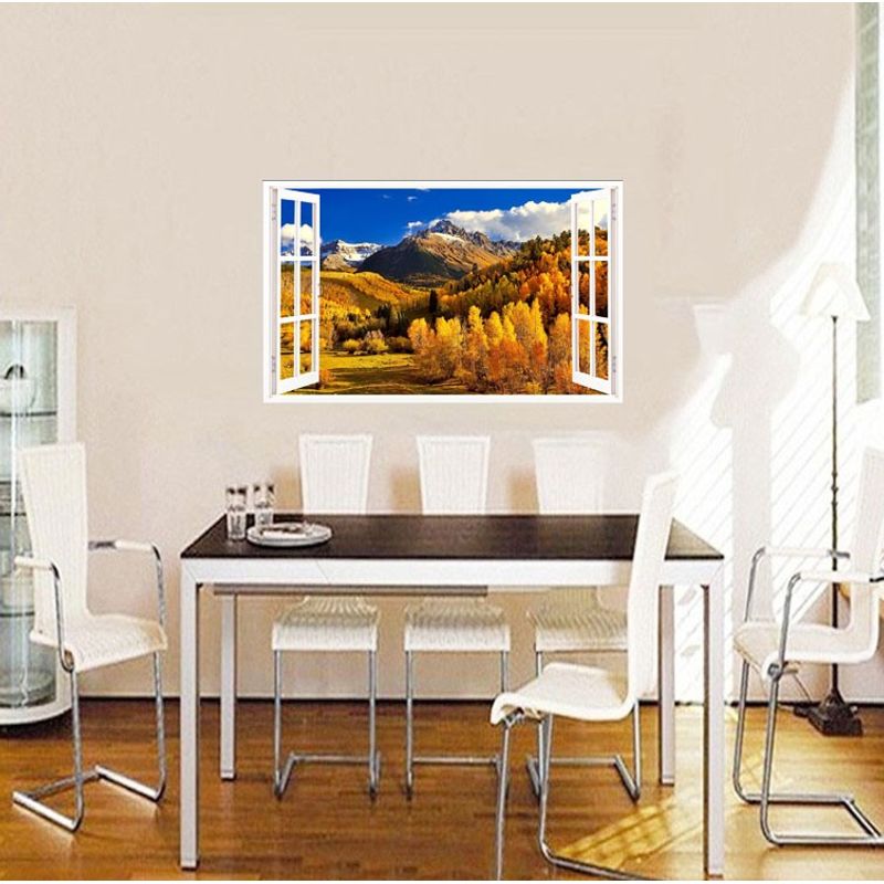 Casa si Gradina - Decoratiuni - Stickere decorative - Sticker decorativ, Fereastra 3D, Peisaj de munte, 85 cm, 581STK - Infinity.ro