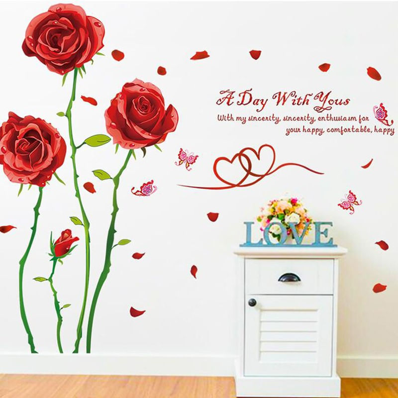 Casa si Gradina - Decoratiuni - Stickere decorative - Sticker decorativ, Trandafiri rosii, 190 cm, 780STK - Infinity.ro