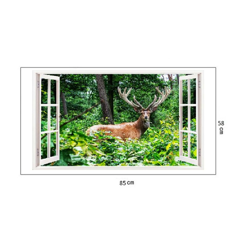 Casa si Gradina - Decoratiuni - Stickere decorative - Sticker decorativ, Fereastra 3D, Cerb, 85 cm, 308STK - Infinity.ro