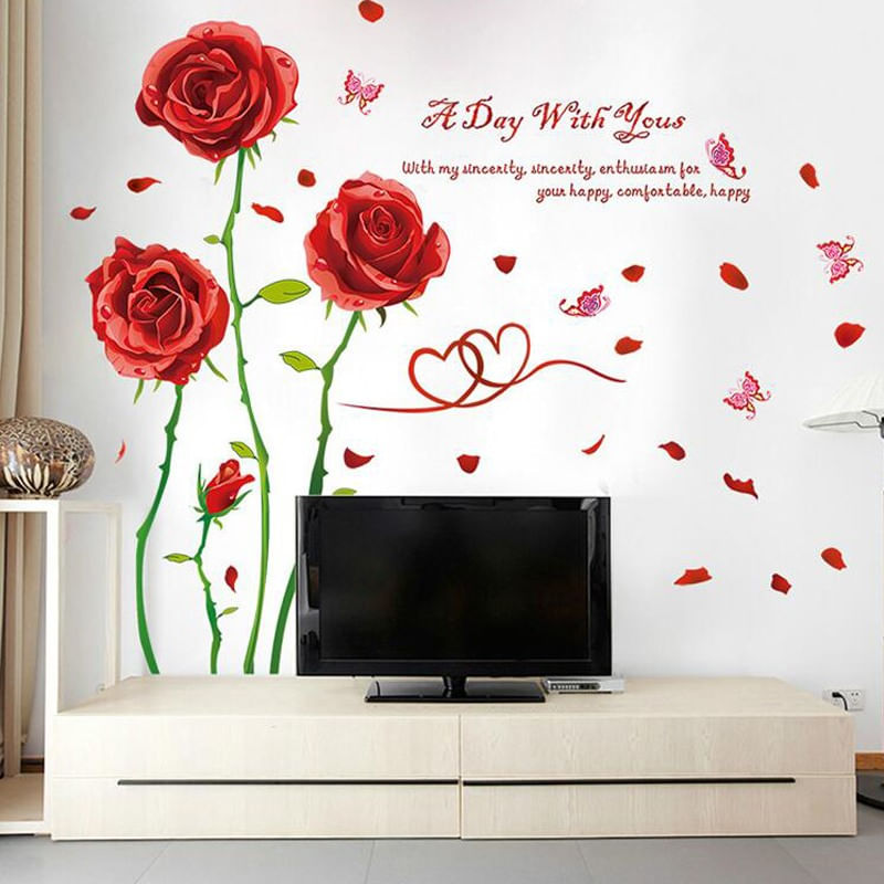 Casa si Gradina - Decoratiuni - Stickere decorative - Sticker decorativ, Trandafiri rosii, 190 cm, 780STK - Infinity.ro