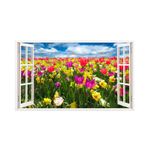 Casa si Gradina - Decoratiuni - Stickere decorative - Sticker decorativ, Fereastra 3D, Lalele, 85 cm, 244STK - Infinity.ro