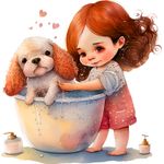 Casa si Gradina - Decoratiuni - Stickere decorative - Sticker decorativ, Fetita si Catelul, Multicolor, 61 cm, 1294STK-3 - Infinity.ro