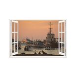 Casa si Gradina - Decoratiuni - Stickere decorative - Sticker decorativ, Fereastra 3D, Nave marine, 85 cm, 668STK - Infinity.ro