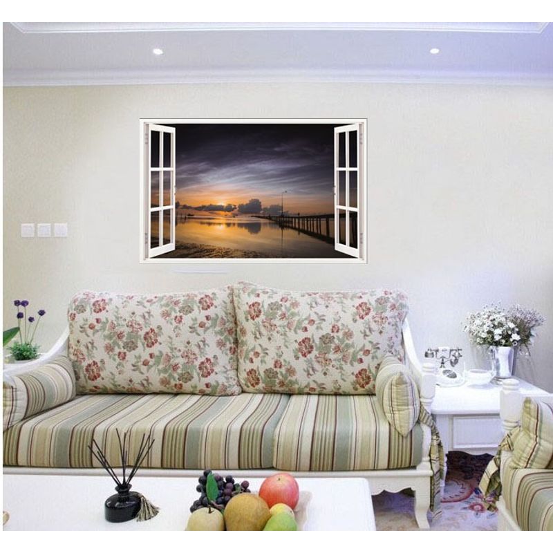 Casa si Gradina - Decoratiuni - Stickere decorative - Sticker decorativ, Fereastra 3D, Ocean, 85 cm, 593STK - Infinity.ro