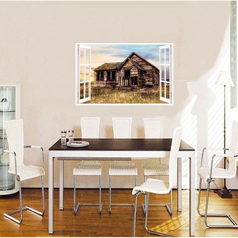 Casa si Gradina - Decoratiuni - Stickere decorative - Sticker decorativ, Fereastra 3D, Casa, 85 cm, 620STK - Infinity.ro