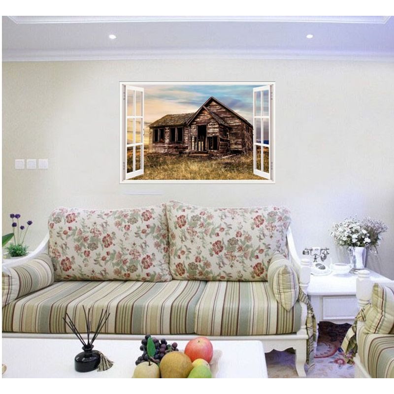 Casa si Gradina - Decoratiuni - Stickere decorative - Sticker decorativ, Fereastra 3D, Casa, 85 cm, 620STK - Infinity.ro