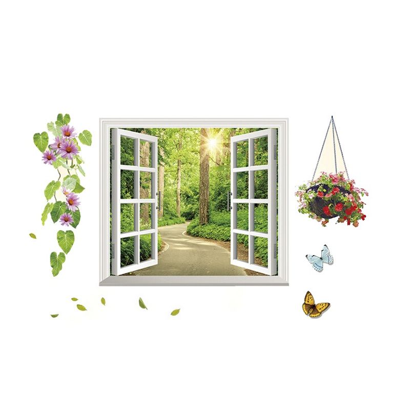 Casa si Gradina - Decoratiuni - Stickere decorative - Sticker decorativ,  fereastra deschisa spre padure 107 cm, 63STK - Infinity.ro