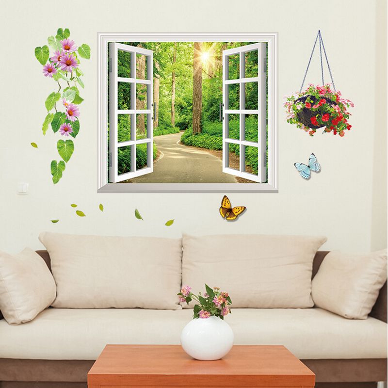 Casa si Gradina - Decoratiuni - Stickere decorative - Sticker decorativ,  fereastra deschisa spre padure 107 cm, 63STK - Infinity.ro