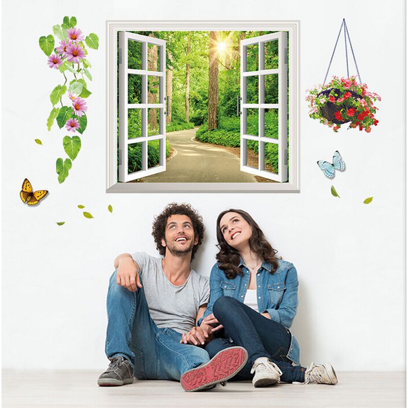 Casa si Gradina - Decoratiuni - Stickere decorative - Sticker decorativ,  fereastra deschisa spre padure 107 cm, 63STK - Infinity.ro