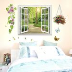 Casa si Gradina - Decoratiuni - Stickere decorative - Sticker decorativ,  fereastra deschisa spre padure 107 cm, 63STK - Infinity.ro