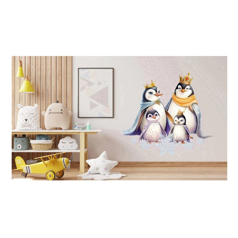 Casa si Gradina - Decoratiuni - Stickere decorative - Sticker decorativ, Familia de Pinguini, Alb, 64 cm, 1277STK - Infinity.ro