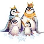 Casa si Gradina - Decoratiuni - Stickere decorative - Sticker decorativ, Familia de Pinguini, Alb, 64 cm, 1277STK - Infinity.ro