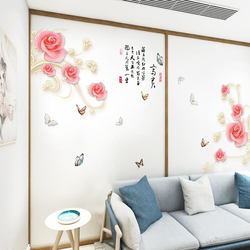 Casa si Gradina - Decoratiuni - Stickere decorative - Sticker decorativ, Trandafiri cu fluturi, 160 cm, 753STK - Infinity.ro