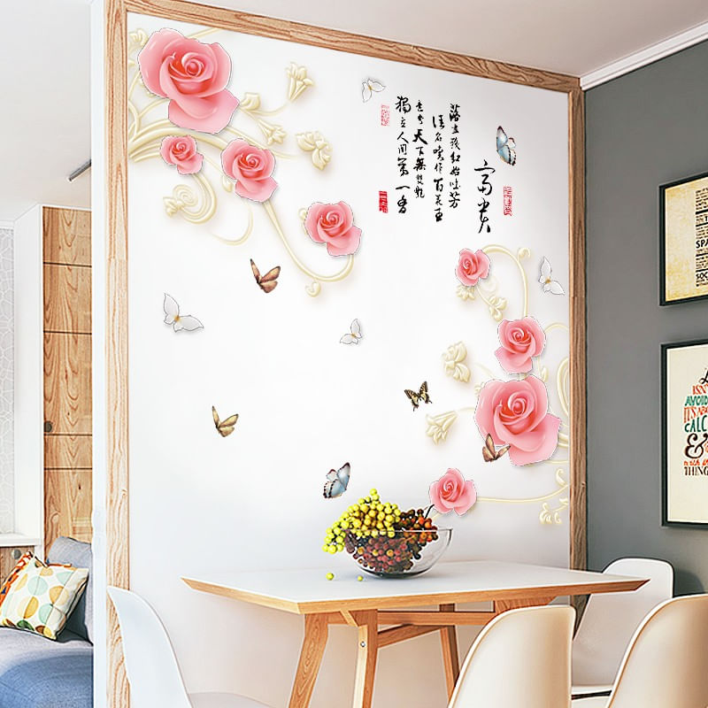Casa si Gradina - Decoratiuni - Stickere decorative - Sticker decorativ, Trandafiri cu fluturi, 160 cm, 753STK - Infinity.ro