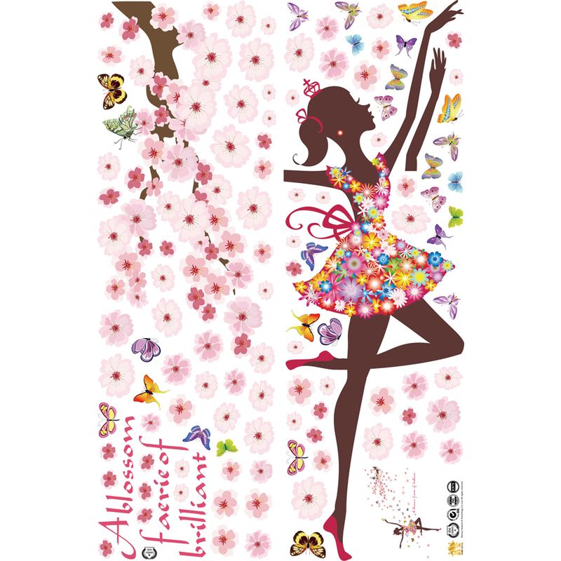 Casa si Gradina - Decoratiuni - Stickere decorative - Sticker decorativ, Printesa cu fluturi, 140 cm, 721STK - Infinity.ro