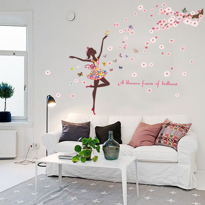Casa si Gradina - Decoratiuni - Stickere decorative - Sticker decorativ, Printesa cu fluturi, 140 cm, 721STK - Infinity.ro