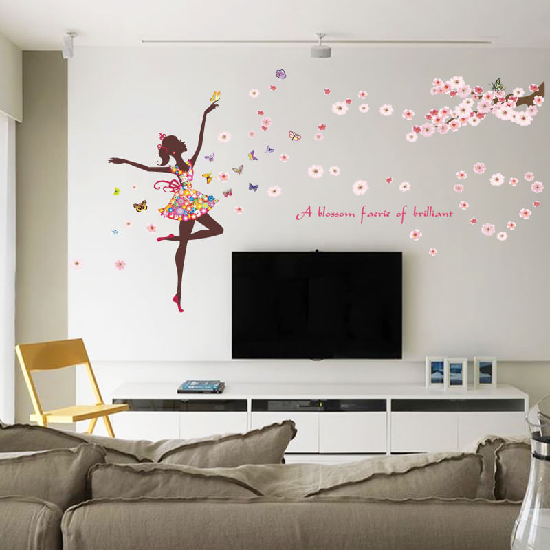 Casa si Gradina - Decoratiuni - Stickere decorative - Sticker decorativ, Printesa cu fluturi, 140 cm, 721STK - Infinity.ro