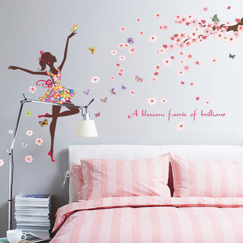 Casa si Gradina - Decoratiuni - Stickere decorative - Sticker decorativ, Printesa cu fluturi, 140 cm, 721STK - Infinity.ro