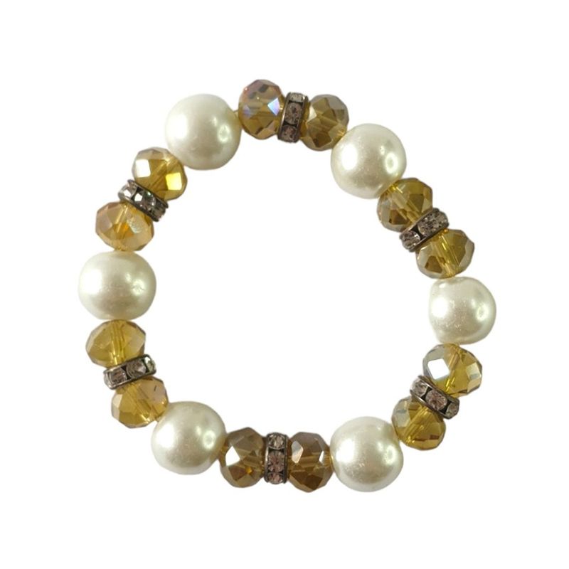 Fashion, accesorii si bijuterii - Femei - Bijuterii femei - Bratari femei - Bratara cu Pietre si Bile, Galben, BR95 - Infinity.ro