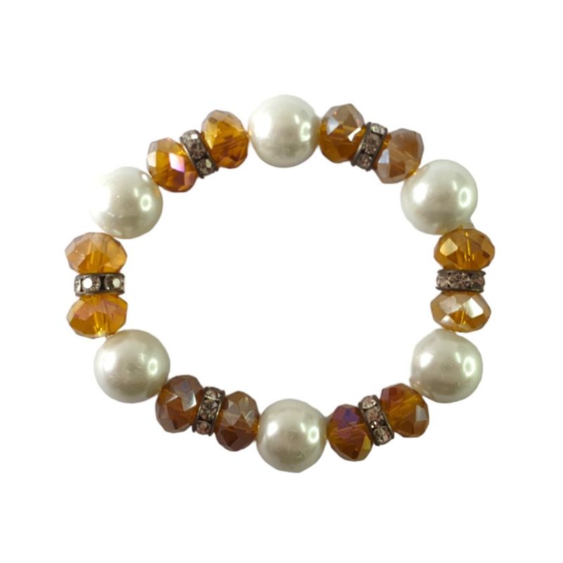 Fashion, accesorii si bijuterii - Femei - Bijuterii femei - Bratari femei - Bratara cu Pietre si Bile, Portocaliu, BR94 - Infinity.ro