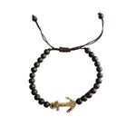 Fashion, accesorii si bijuterii - Femei - Bijuterii femei - Bratari femei - Bratara cu bile si ancora,  Negru, BR64 - Infinity.ro