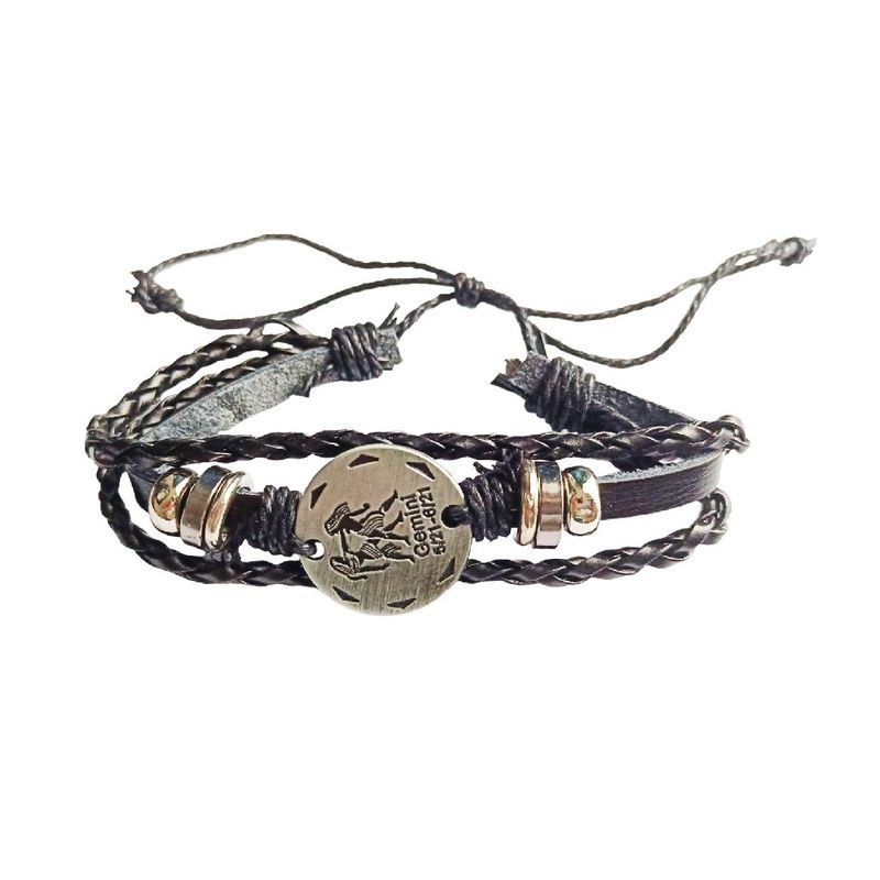 Fashion, accesorii si bijuterii - Femei - Bijuterii femei - Bratari femei - Bratara din piele ecologica, Zodiac Gemeni, Negru, BR50 - Infinity.ro