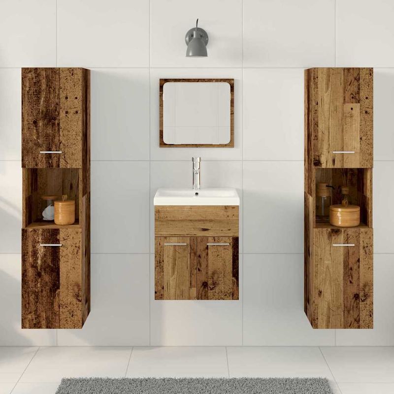 Casa si Gradina - Mobilier - Seturi de mobilier - Seturi baie - Set Mobilier Baie 4 Piese Lemn Vechi Inginerat - Infinity.ro