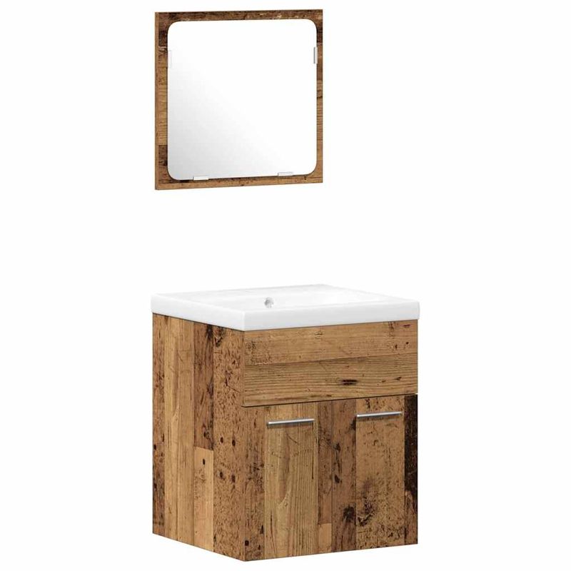Casa si Gradina - Mobilier - Seturi de mobilier - Seturi baie - Set Mobilier Baie 4 Piese Lemn Vechi Inginerat - Infinity.ro
