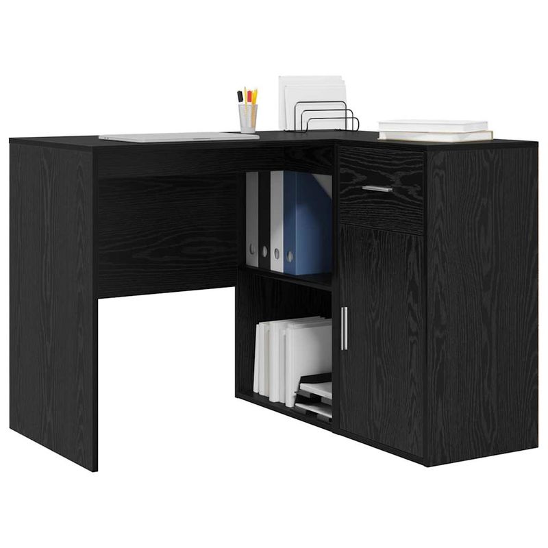 Casa si Gradina - Mobilier - Mese si birouri - Birouri - Birou de colt Stejar Negru 102x88x75 cm Lemn ingineresc - Infinity.ro