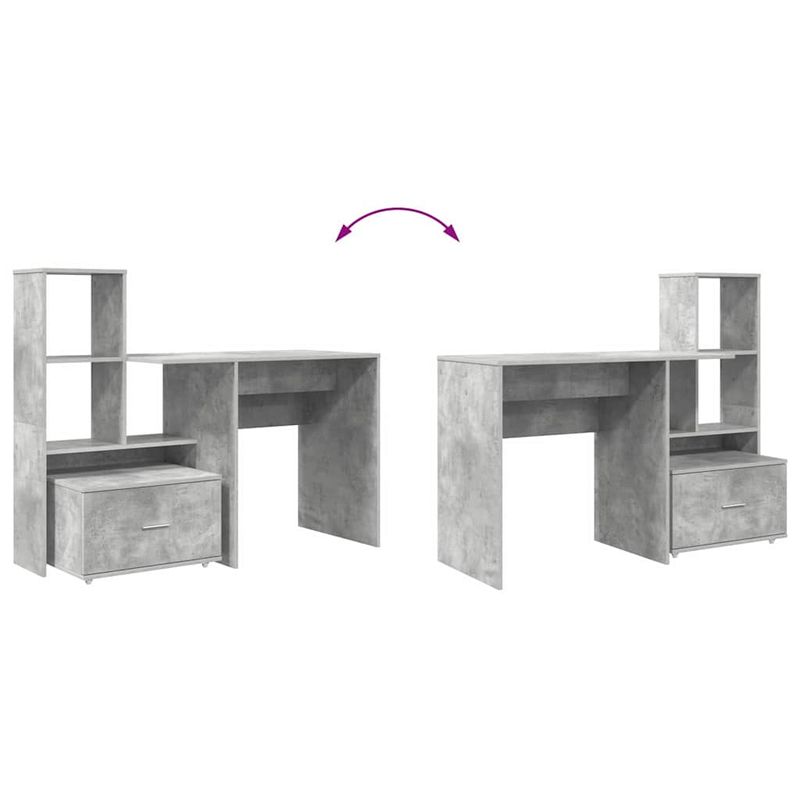 Casa si Gradina - Mobilier - Mese si birouri - Birouri - Birou cu sertar cu raft Gri beton 131.5 x 50 x 106.5 cm Lemn compozit - Infinity.ro