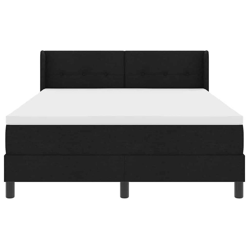 Casa si Gradina - Mobilier - Paturi si accesorii - Paturi - Pat cu arcuri cu headboard Negru 140 x 190 cm Tesatura si Spuma - Infinity.ro