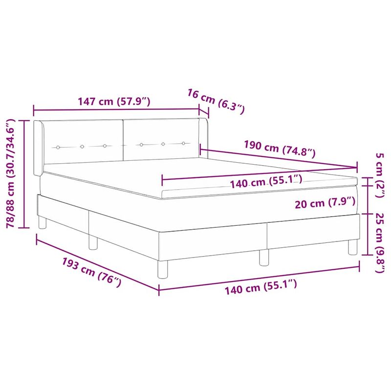 Casa si Gradina - Mobilier - Paturi si accesorii - Paturi - Pat cu arcuri cu headboard Negru 140 x 190 cm Tesatura si Spuma - Infinity.ro