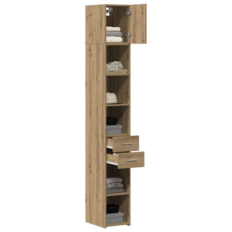 Casa si Gradina - Mobilier - Comode si corpuri - Comode - Cabinet de Stocare Subtire Stejar Artisan 30x42.5x225 cm Lemn Prelucrat - Infinity.ro