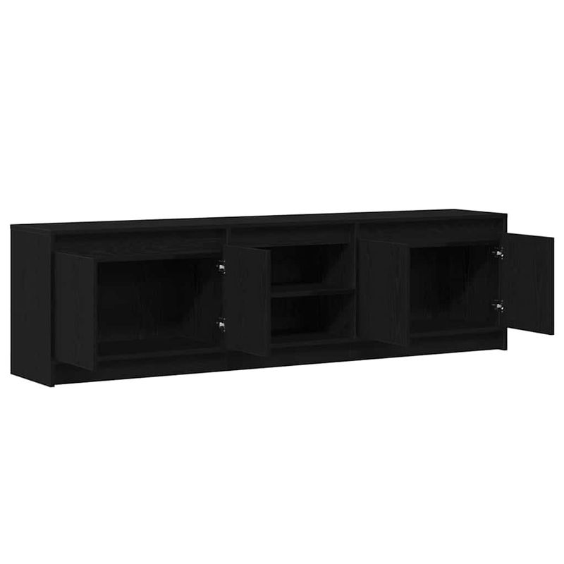Casa si Gradina - Mobilier - Comode si corpuri - Comode - Cabinet TV cu lumini cu banda LED cu depozitare cu usa Negru 182 x 34 x 50 cm - Infinity.ro