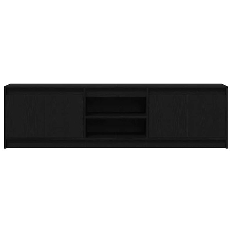 Casa si Gradina - Mobilier - Comode si corpuri - Comode - Cabinet TV cu lumini cu banda LED cu depozitare cu usa Negru 182 x 34 x 50 cm - Infinity.ro
