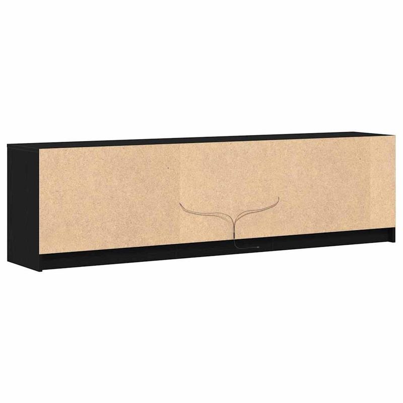 Casa si Gradina - Mobilier - Comode si corpuri - Comode - Cabinet TV cu lumini cu banda LED cu depozitare cu usa Negru 182 x 34 x 50 cm - Infinity.ro