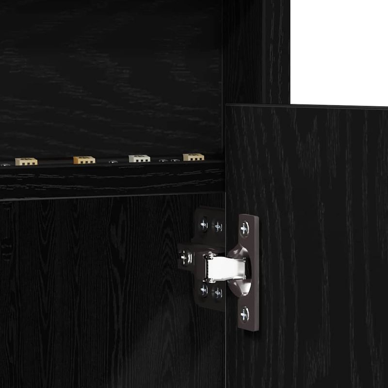 Casa si Gradina - Mobilier - Comode si corpuri - Comode - Cabinet TV cu lumini cu banda LED cu depozitare cu usa Negru 182 x 34 x 50 cm - Infinity.ro