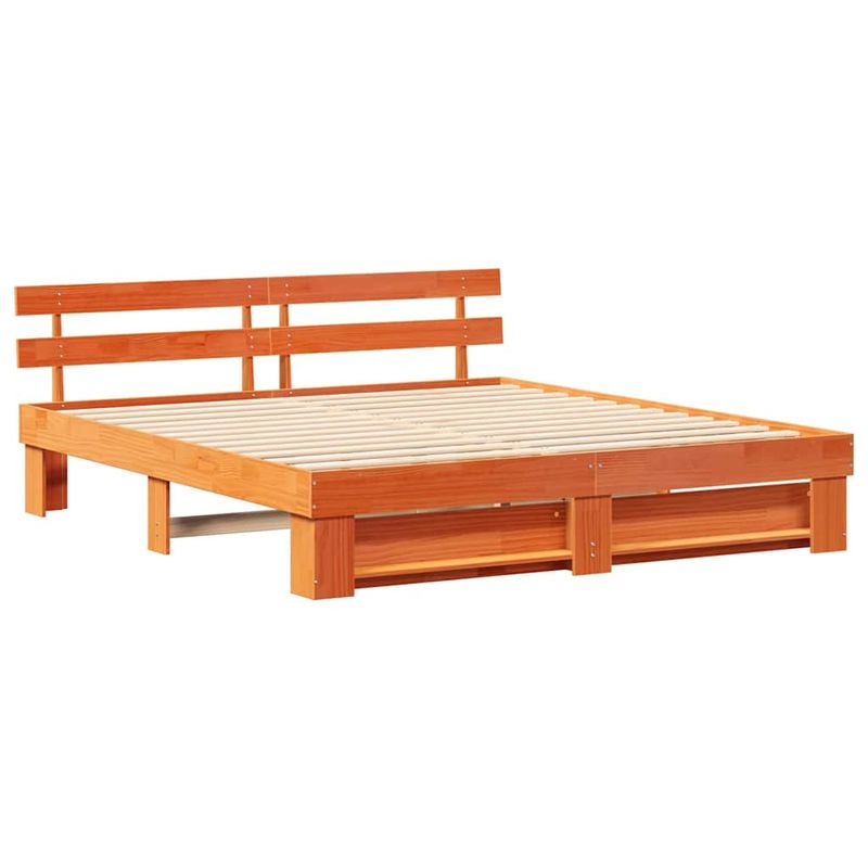 Casa si Gradina - Mobilier - Paturi si accesorii - Paturi - Cadru de pat cu headboard Maro 200 x 200 cm Lemn masiv de pin - Infinity.ro