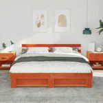 Casa si Gradina - Mobilier - Paturi si accesorii - Paturi - Cadru de pat cu headboard Maro 200 x 200 cm Lemn masiv de pin - Infinity.ro