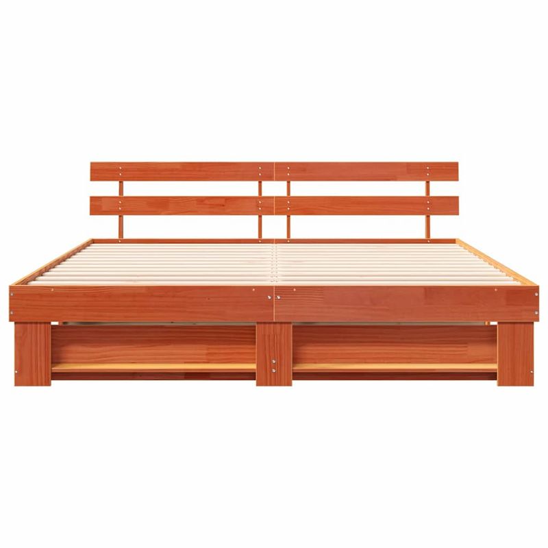 Casa si Gradina - Mobilier - Paturi si accesorii - Paturi - Cadru de pat cu headboard Maro 200 x 200 cm Lemn masiv de pin - Infinity.ro