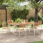 Casa si Gradina - Gradina si terasa - Mobilier exterior - Mese gradina - Set de Dining pentru Gradina  7 piese Lemn Solid de Tec - Infinity.ro