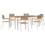Casa si Gradina - Gradina si terasa - Mobilier exterior - Mese gradina - Set de Dining pentru Gradina  7 piese Lemn Solid de Tec - Infinity.ro