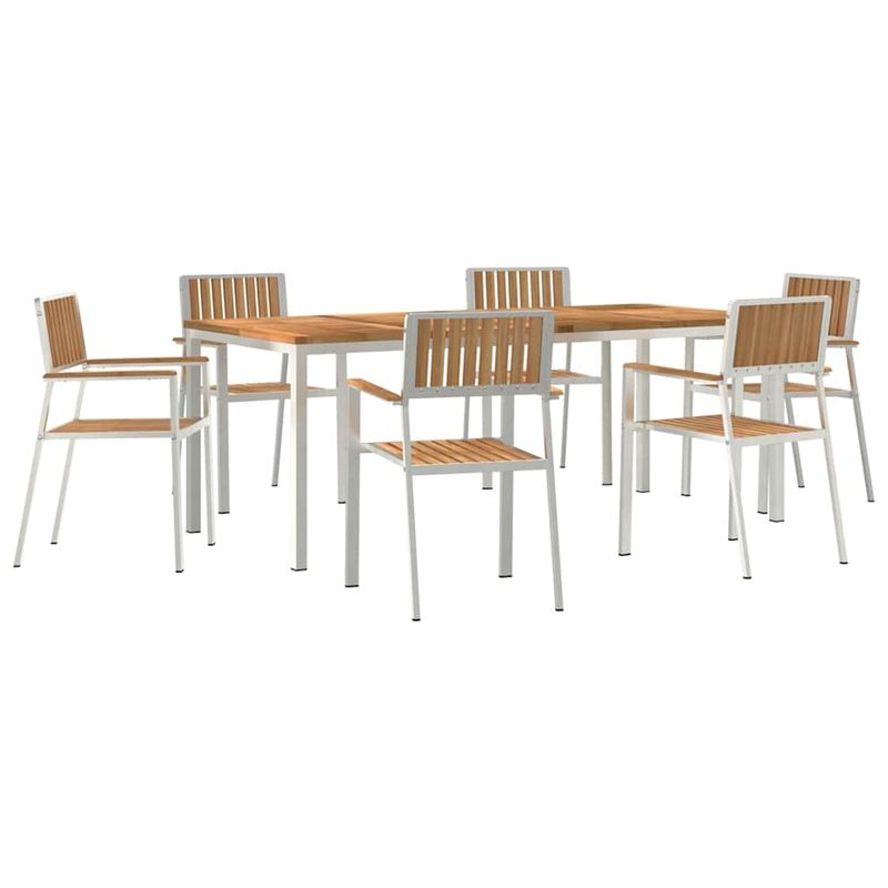Casa si Gradina - Gradina si terasa - Mobilier exterior - Mese gradina - Set de Dining pentru Gradina  7 piese Lemn Solid de Tec - Infinity.ro